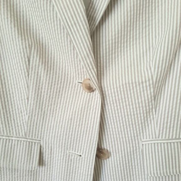 Gap Academy Grey V-necline Collar Stripe Seersucker Blazer Sz 2 - Picture 9 of 9